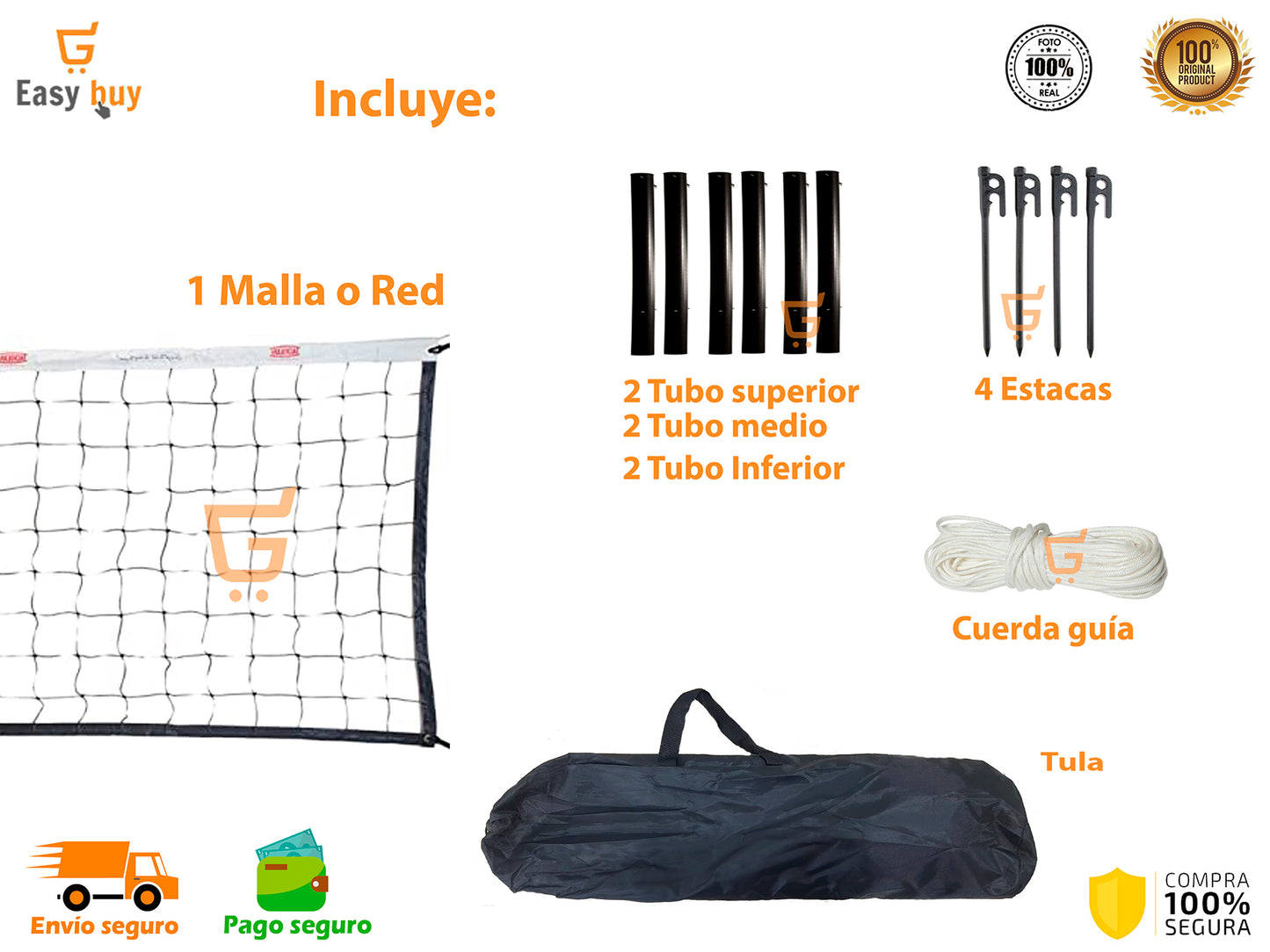 🏐RED MALLA PARA VOLEY Y BADMINTON SET COMPLETO🤽🏻‍♂️ Envio Gratis