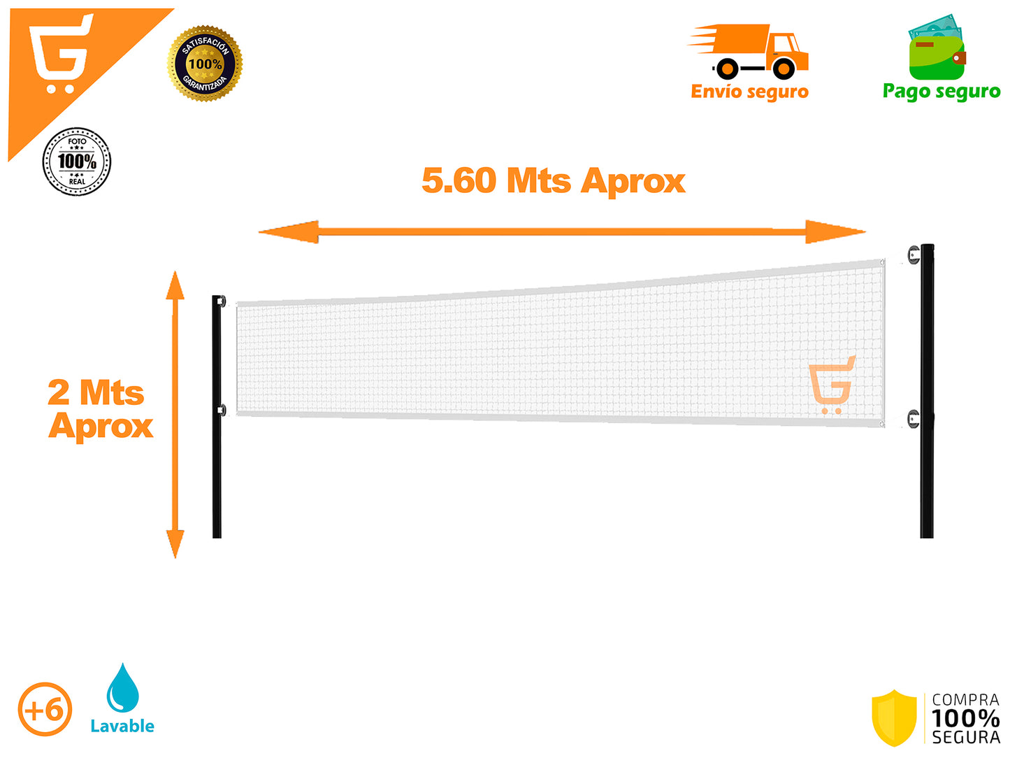 🏐RED MALLA PARA VOLEY Y BADMINTON SET COMPLETO🤽🏻‍♂️ Envio Gratis