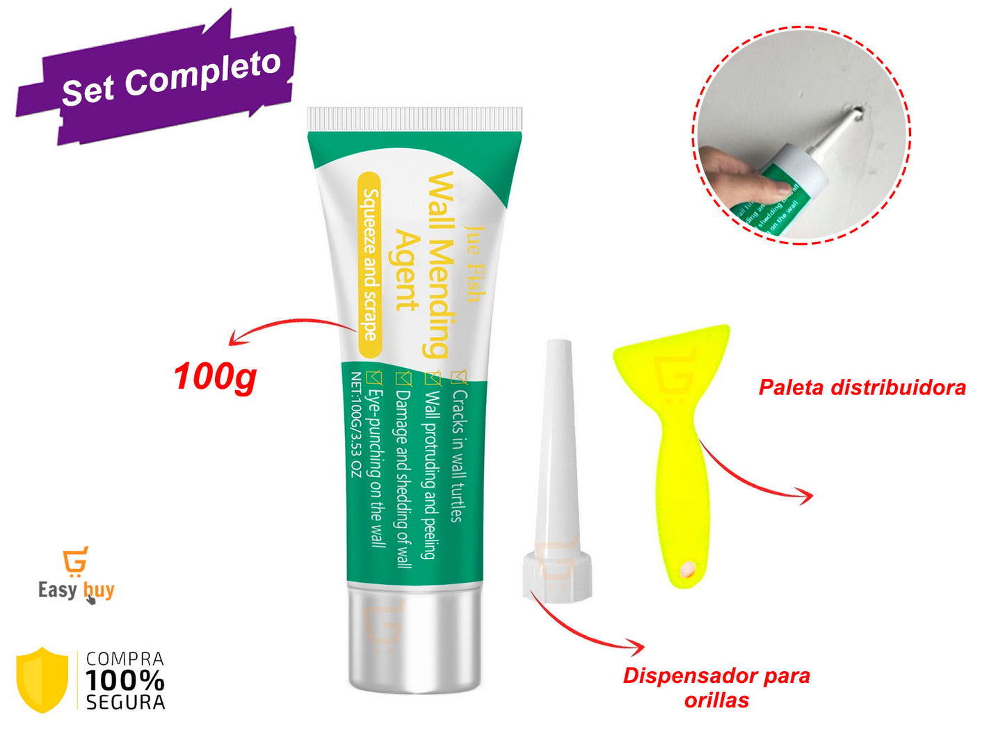 PASTA RESANADORA DE PAREDES - REPARA RAYONES, AGUJEROS, GRIETAS, ETC. 🪄 ¡Efecto instantáneo! 70% DSQ SEGUNDA UNIDAD👇