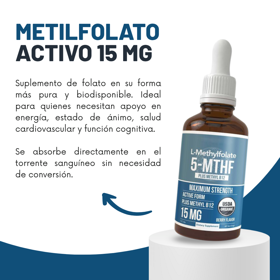 🌟 Metilfolato 5MTHF + B12 – Energía Natural y Mente Clara, sin químicos👩‍🔬🚫