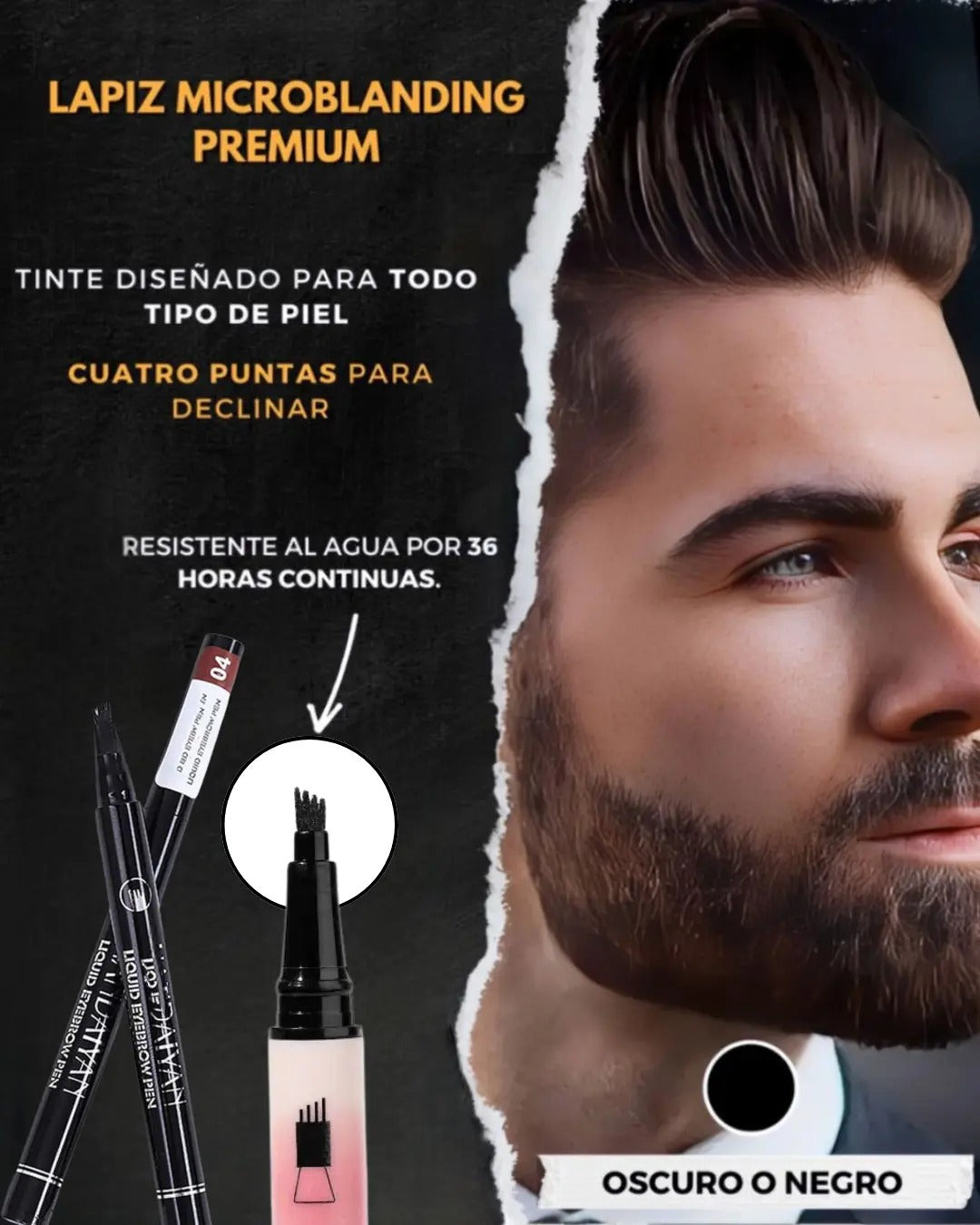 LÁPIZ DE BARBA:🧔🏻‍♂️ Rellena, Define y Logra un Look Perfecto al Instante + OBSEQUIO🎁
