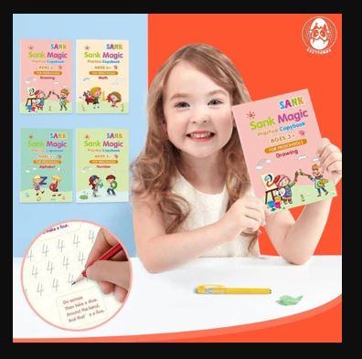 Set Cuadernos Mágicos 4 Libros - Para Caligrafía, manejo de lápiz y refuerzo de escritura