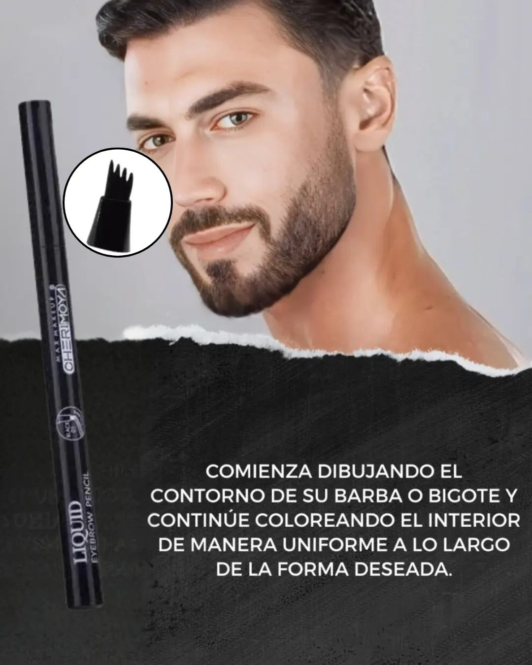 LÁPIZ DE BARBA:🧔🏻‍♂️ Rellena, Define y Logra un Look Perfecto al Instante + OBSEQUIO🎁