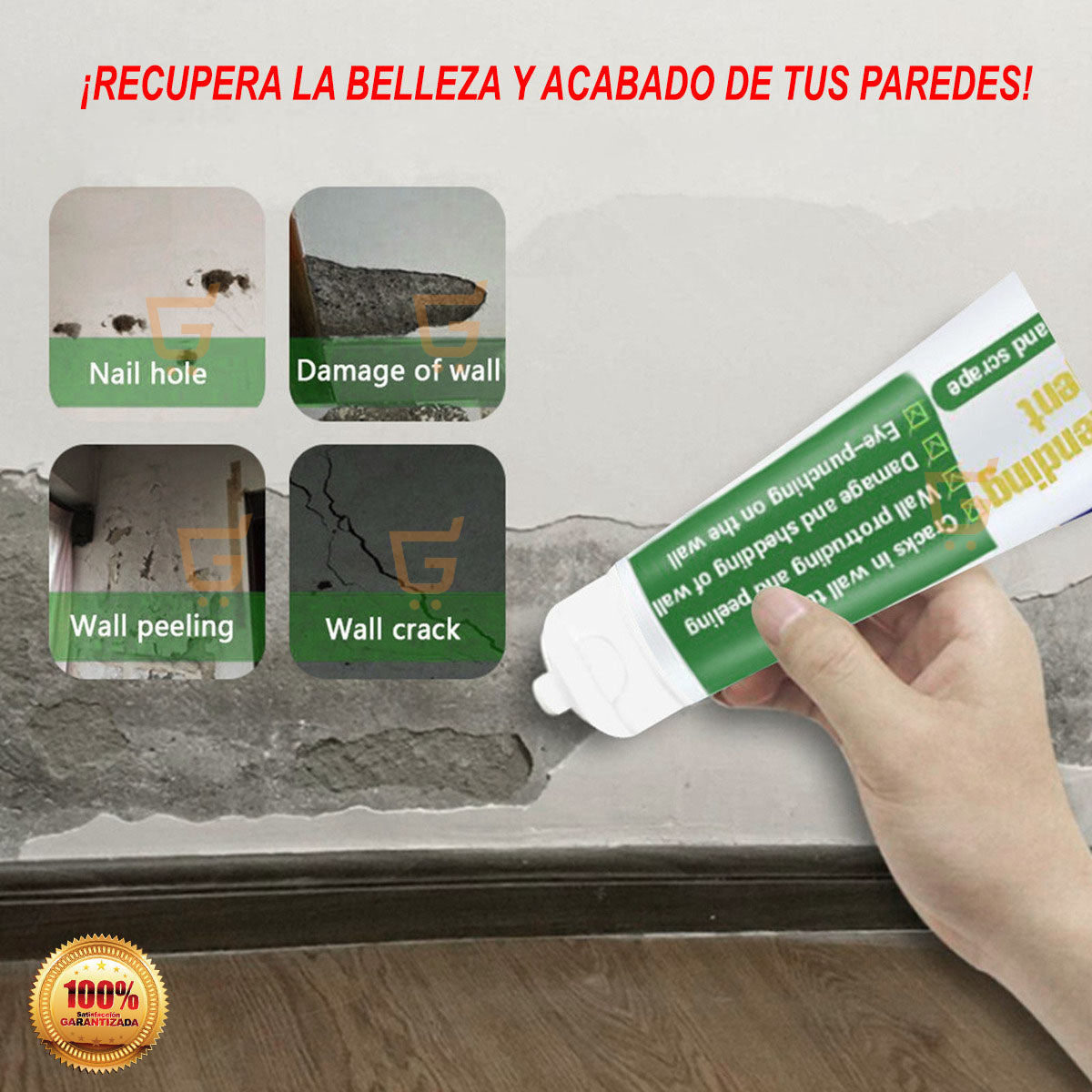 PASTA RESANADORA DE PAREDES - REPARA RAYONES, AGUJEROS, GRIETAS, ETC. 🪄 ¡Efecto instantáneo! 70% DSQ SEGUNDA UNIDAD👇