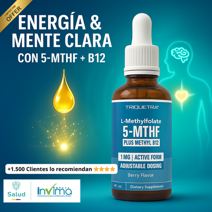 🌟 Metilfolato 5MTHF + B12 – Energía Natural y Mente Clara, sin químicos👩‍🔬🚫