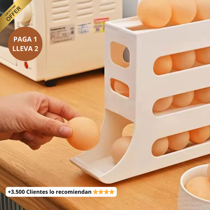 Espacio ordenado, limpio y funcional con el Porta Huevos Automático 4 Niveles🧊✨ PAGA 1️⃣ LLEVA 2️⃣👇