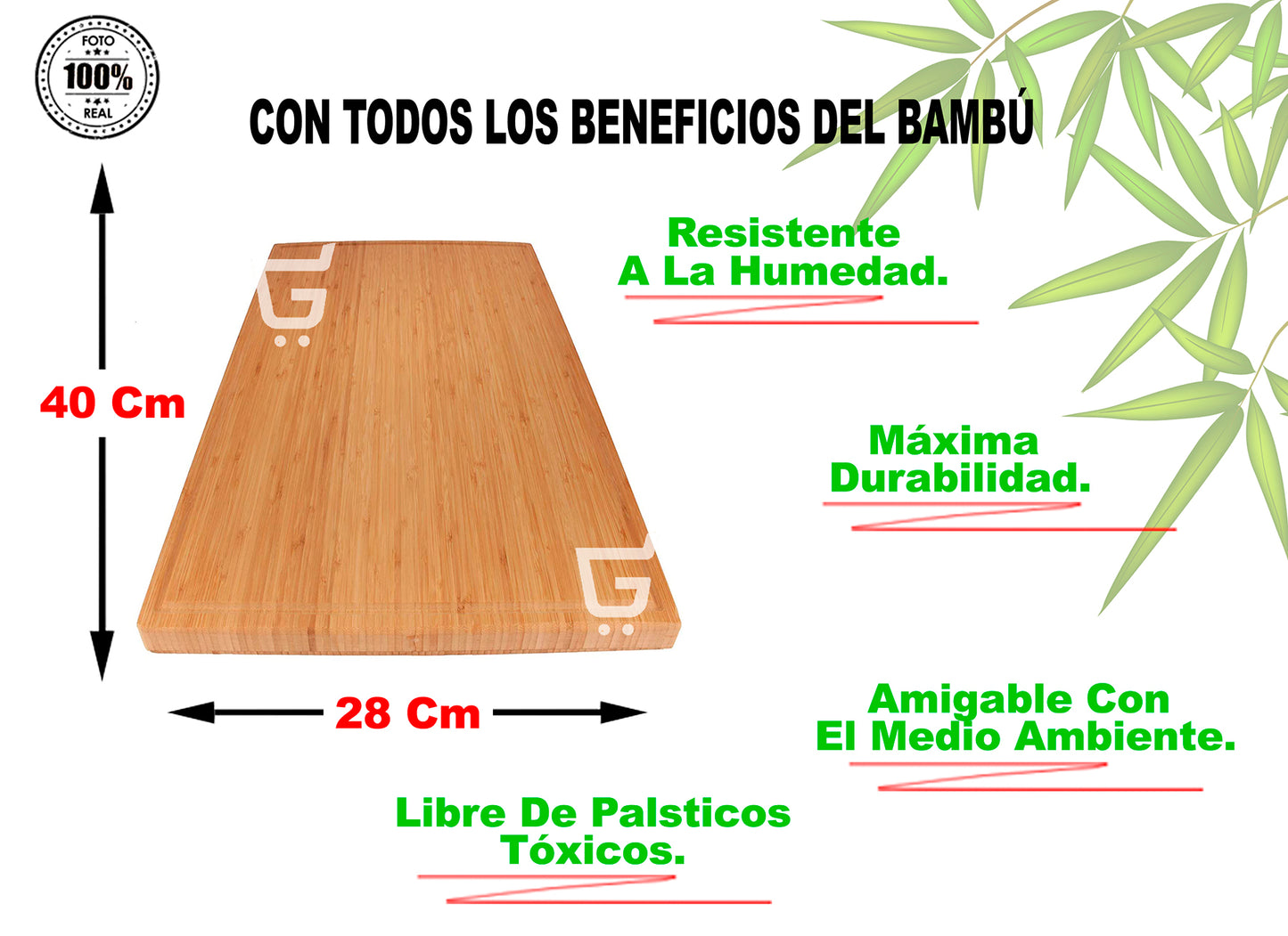 Tabla De Madera Para Picar Alimentos Libre De Bpa 100% Bambú