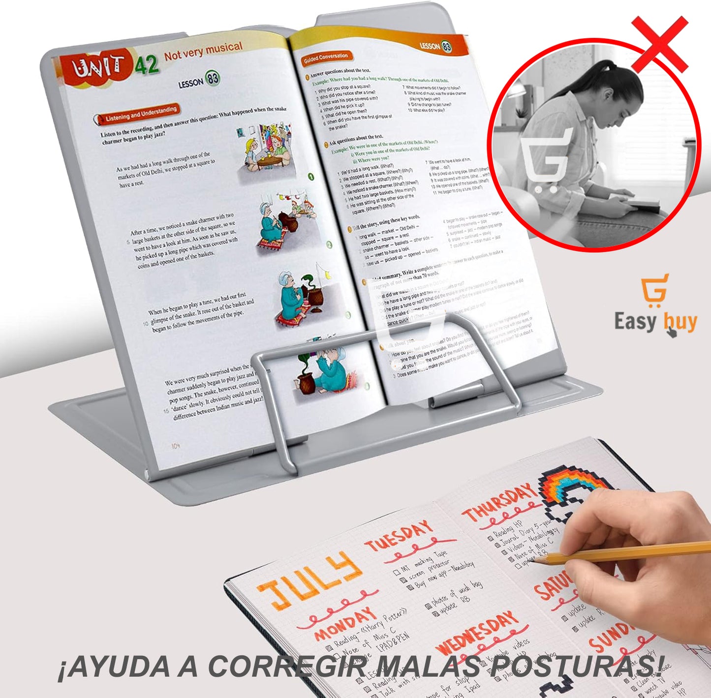 📖Transforma tu Lectura con el Soporte Ergonómico Ajustable 🧠¡Materiales de Alta Resistencia!