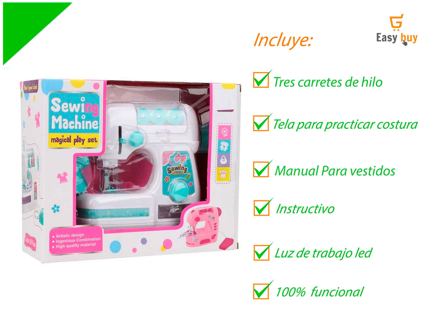 🧵MAQUINA DE COSER DE JUGUETE CON GUIA DE VESTIDOS👗 Envio Gratis + Pago en Casa
