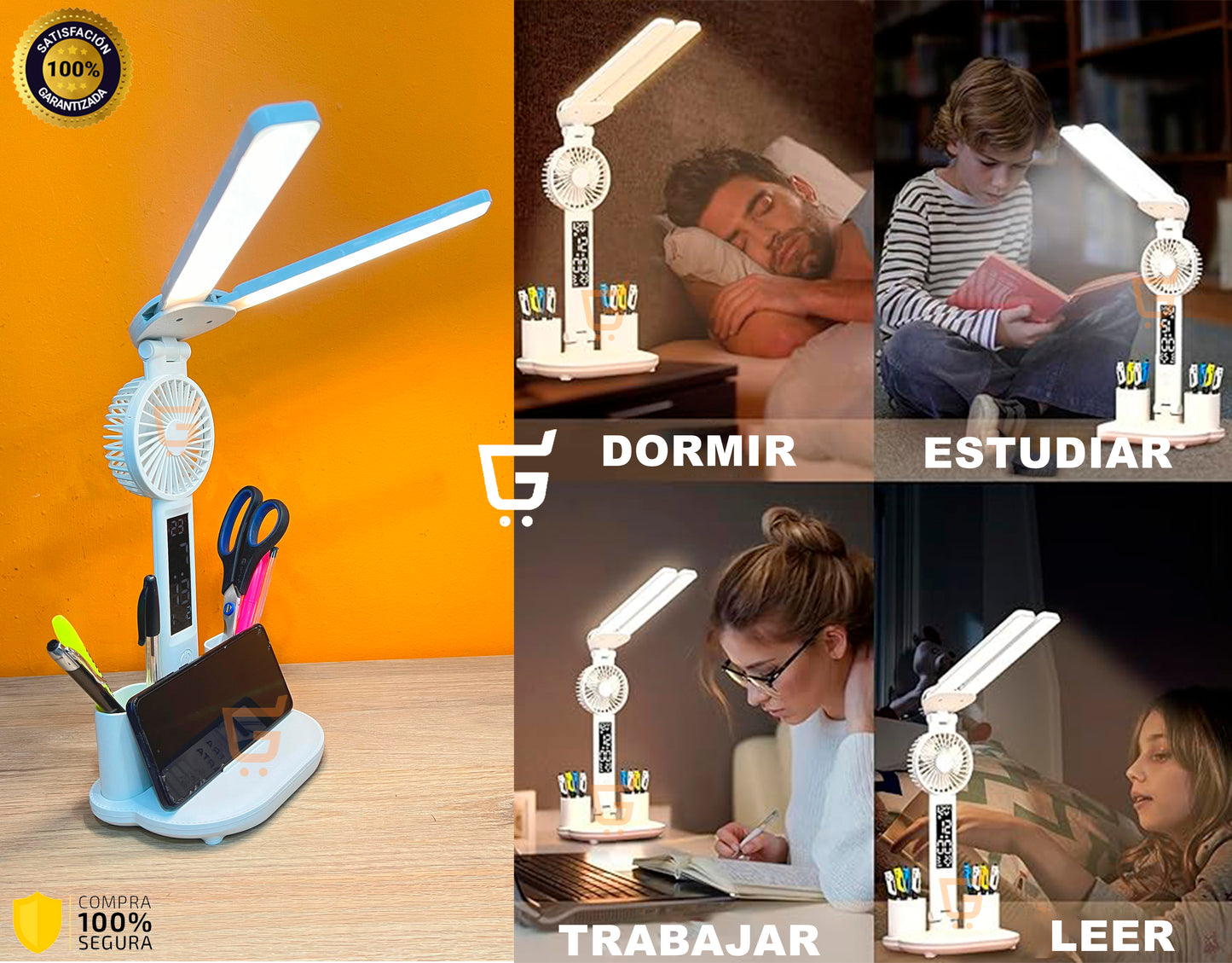 💡LÁMPARA LED CON VENTILADOR🌬️ Y PANTALLA DIGITAL 📅 - Ilumina, Organiza y Refresca tu Espacio de Trabajo