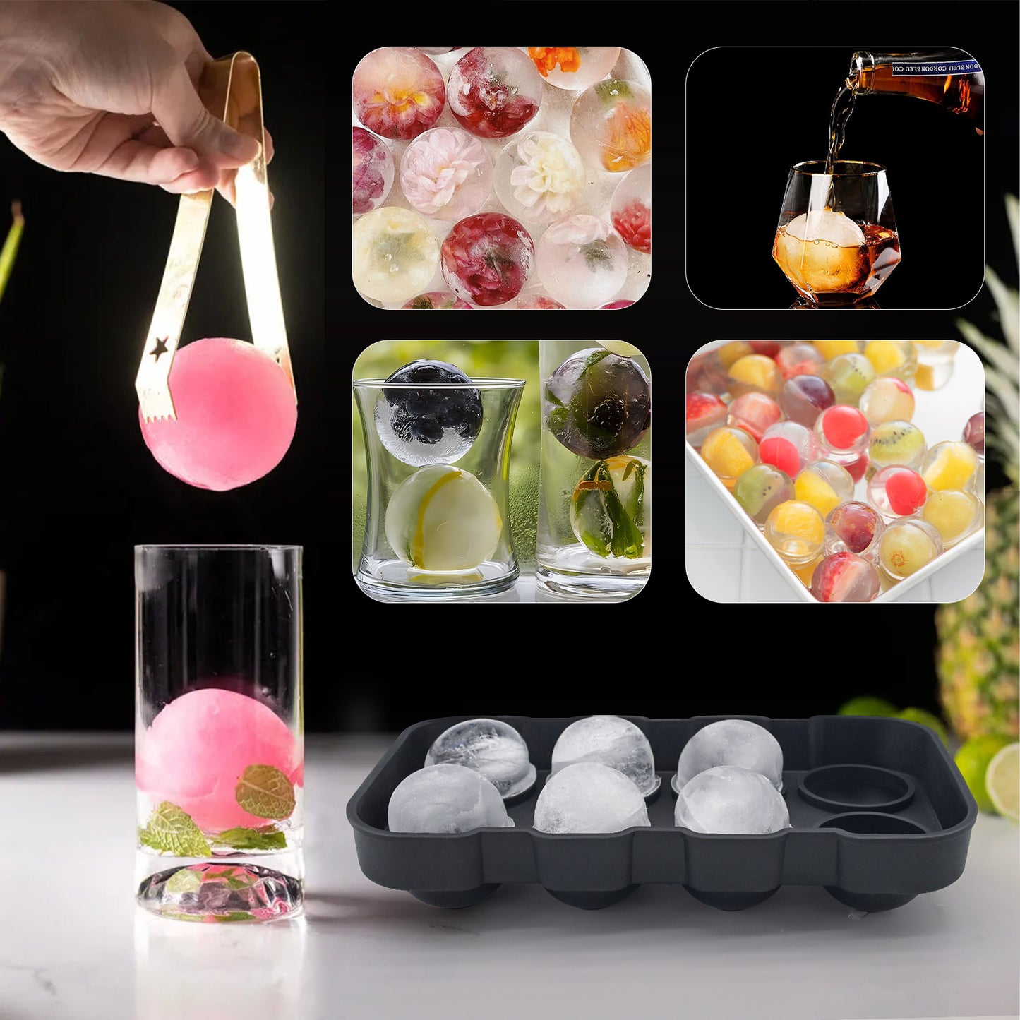 MOLDE PARA HIELOS DECORATIVOS DE 8 ESFERAS 🍹¡PAGA 1 LLEVA 2 SOLO POR HOY!👇