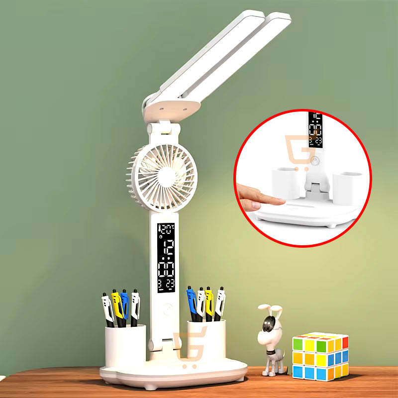 💡LÁMPARA LED CON VENTILADOR🌬️ Y PANTALLA DIGITAL 📅 - Ilumina, Organiza y Refresca tu Espacio de Trabajo