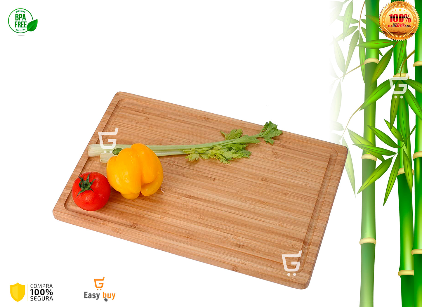 Tabla De Madera Para Picar Alimentos Libre De Bpa 100% Bambú