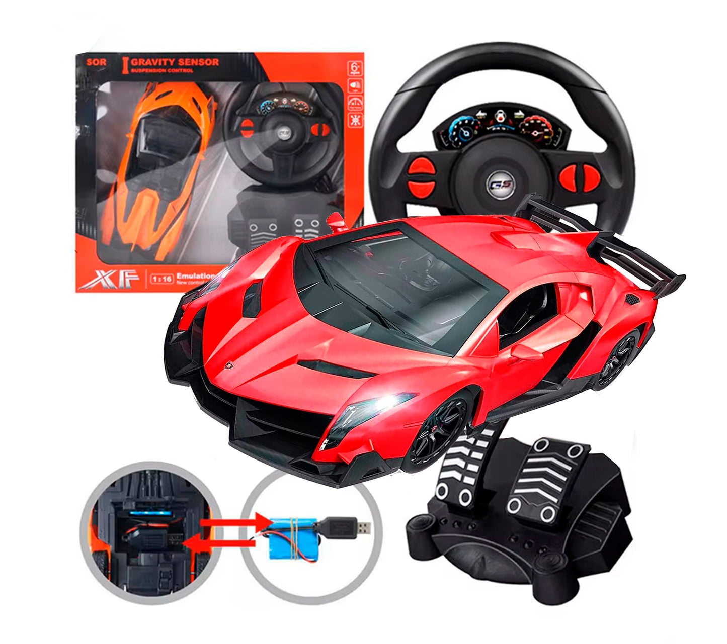 🏎️LAMBORGHINI A CONTROL REMOTO ESCALA 1:16 CON LUCES LED ✨ – Velocidad y Realismo en Cada Carrera