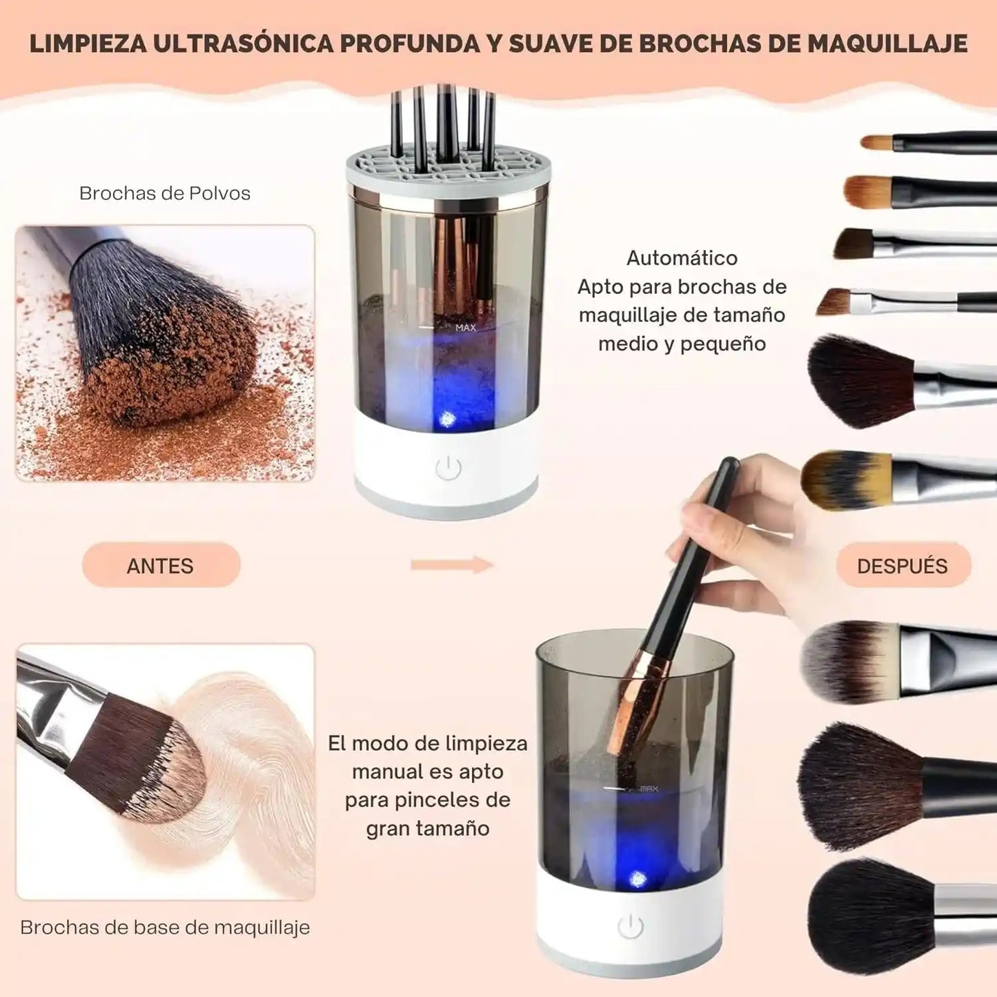 ✨ Limpiador Esterilizante de Brochas Automático – Tecnología Sónica