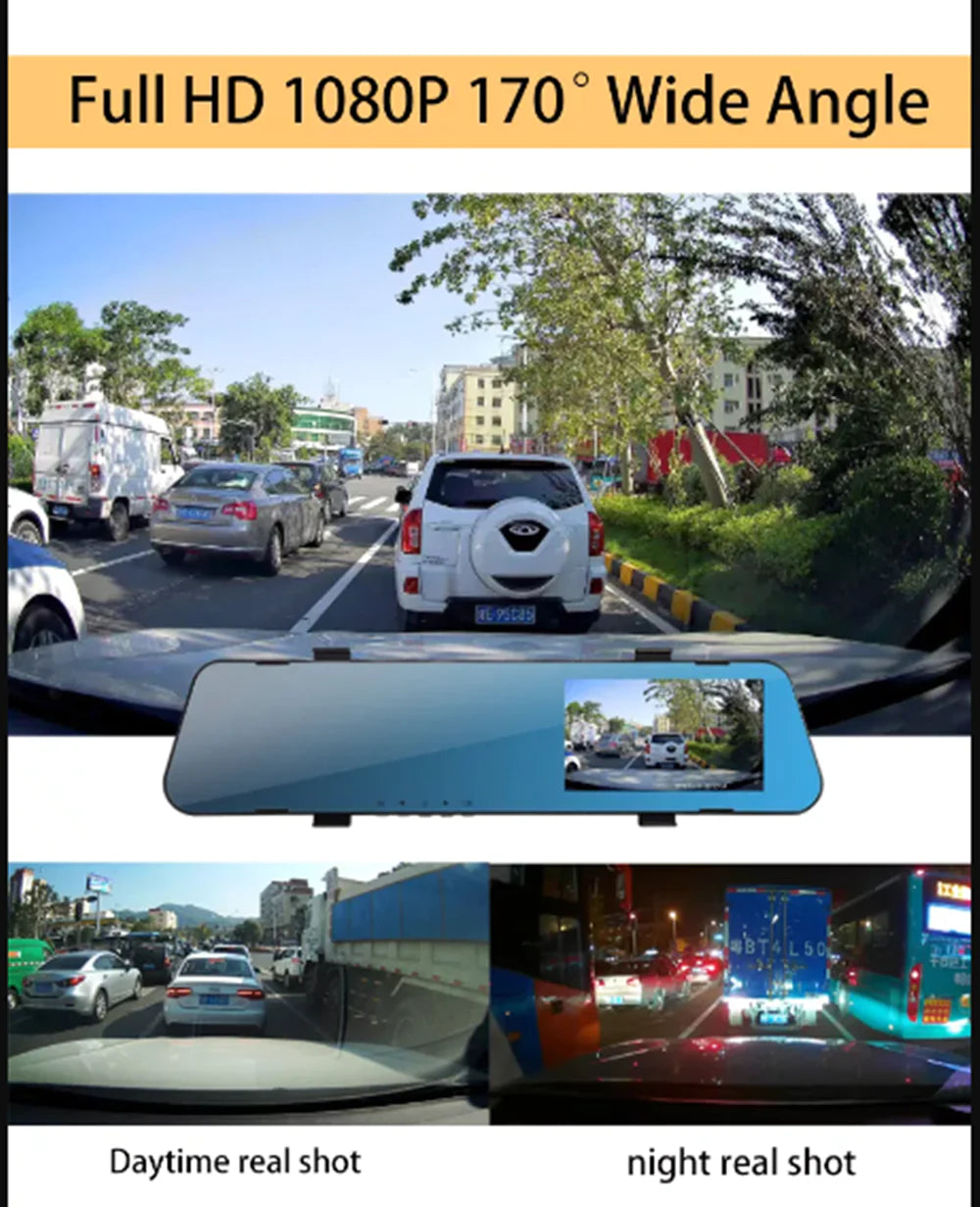 🔥Espejo Retrovisor Doble Camara Full Hd Carro Pantalla 4.3''🏎️