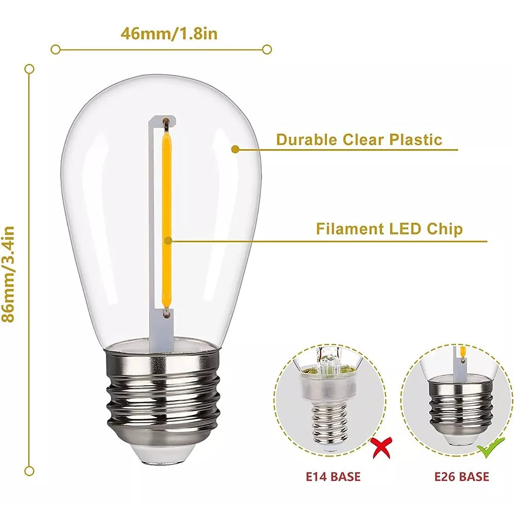 Reemplazo De Bombillas De Cadena Led S14 A Prueba De Roturas