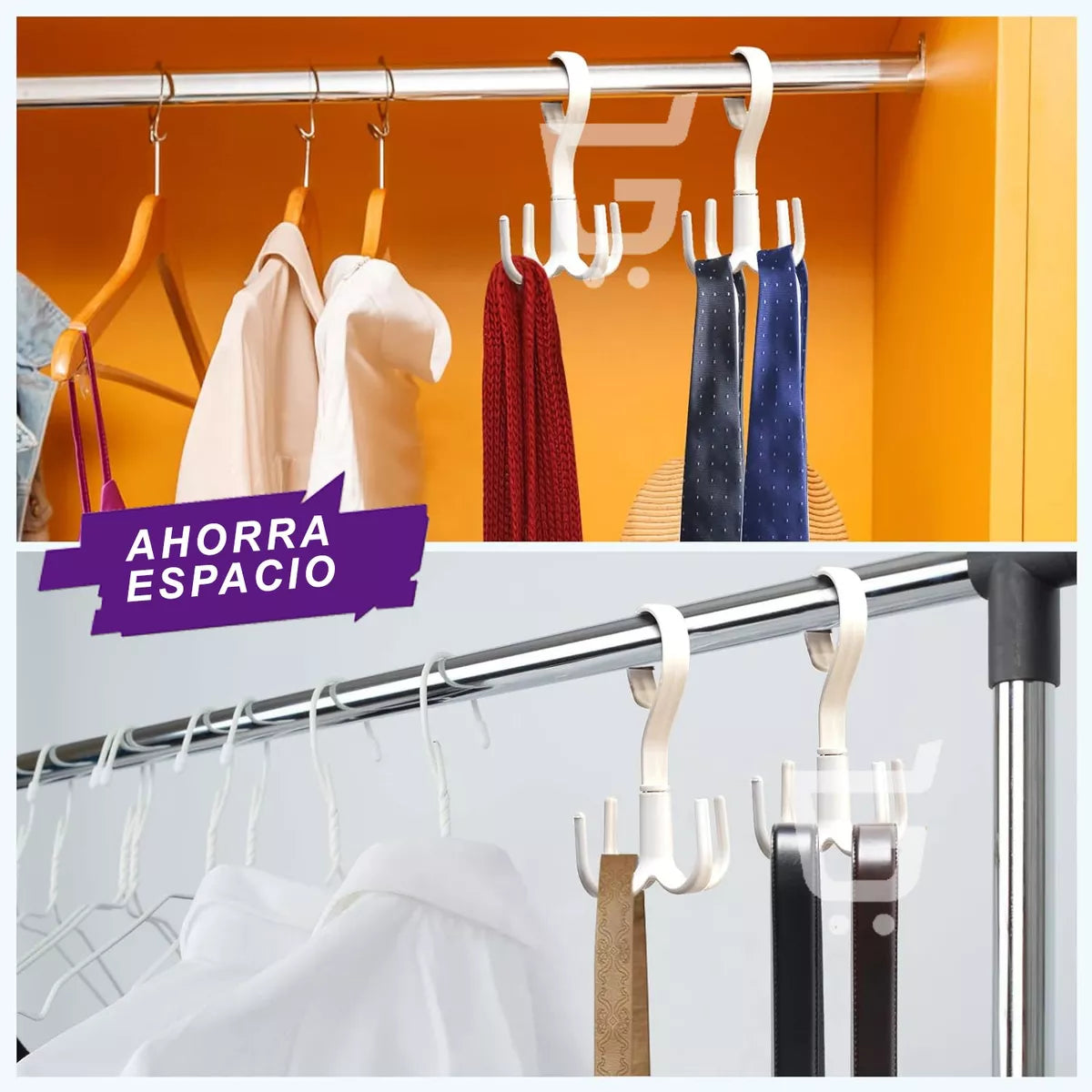 ORGANIZA Y AHORRA ESPACIO AL INSTANTE 🪝 Set de 10 Ganchos Giratorios 360°