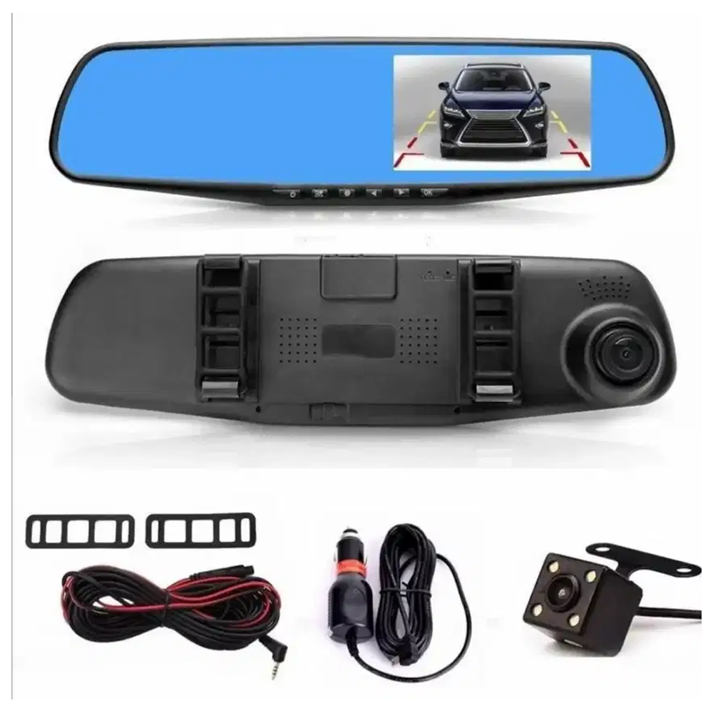 🔥Espejo Retrovisor Doble Camara Full Hd Carro Pantalla 4.3''🏎️